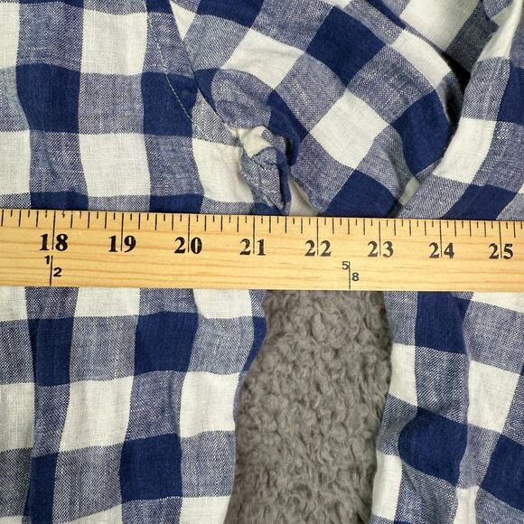 J. CREW Shirt Mens M Blue White Plaid 100% Irish Linen Button Down Baird McNutt - Picture 6 of 8